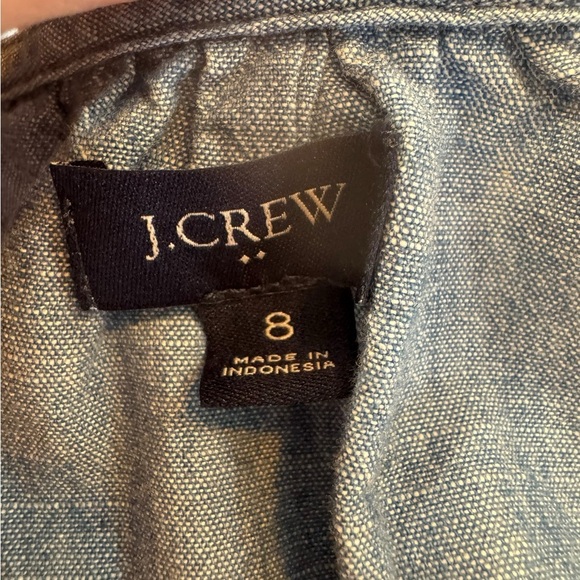 J. Crew - Chambray Ruffle Long Sleeve Mini Dress Sz 8 - Picture 8 of 8